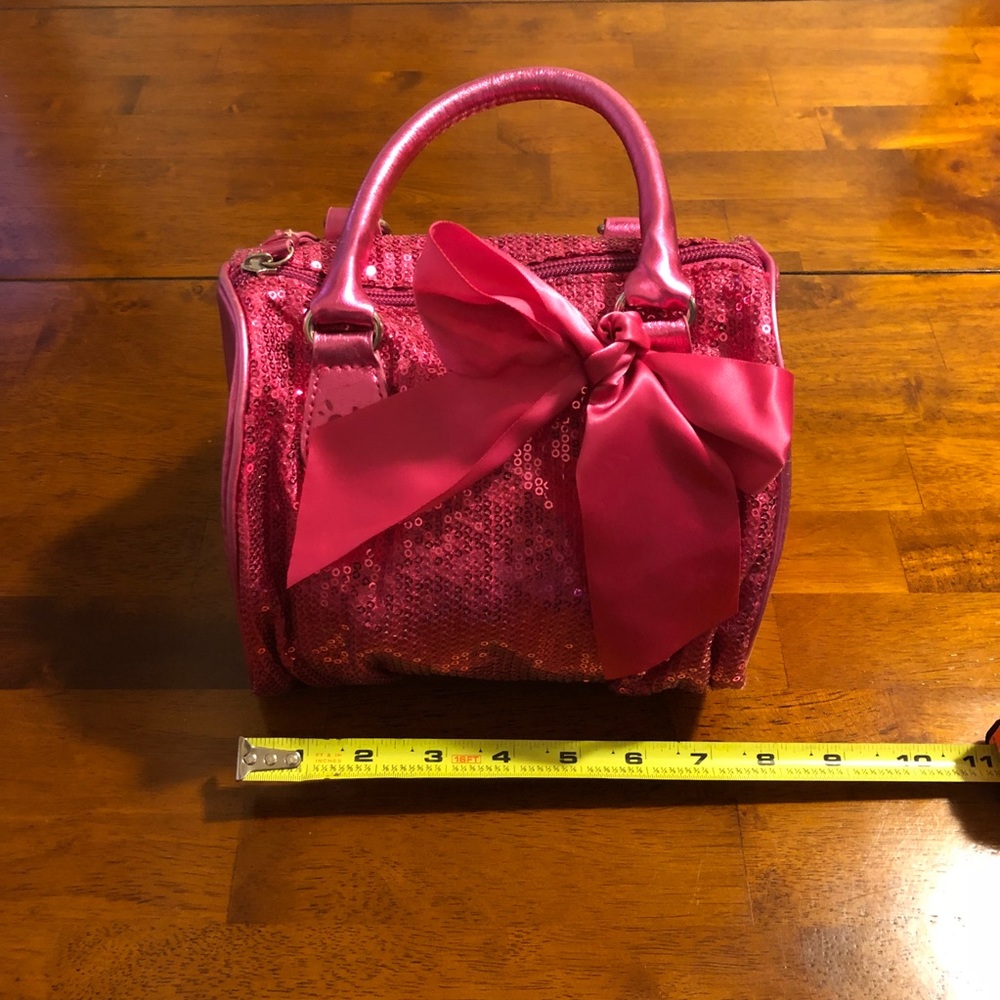 Girl’s JUSTICE Pink Sequin Satchel Purse w/ Ribbon